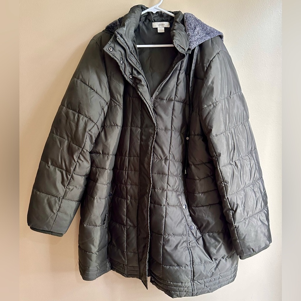 CJ Banks Olive Green 3X Quilted Jacket
